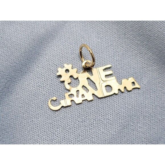 Unique 14K Karat Solid Yellow Gold Designer Initial "#One Grandma" Charm Pendant